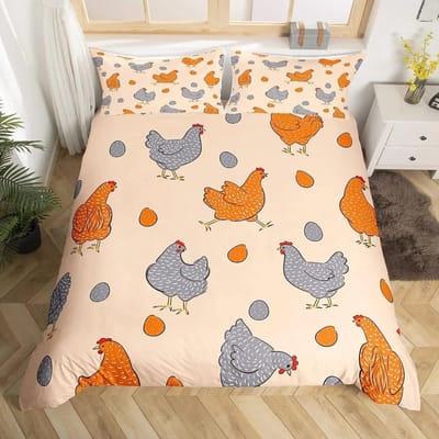 Schattig Kip Dekbedovertrek King Queen Kleurrijk Haan Beddengoed Set Boerderijdier Dekbedovertrek Grappig Rustiek Boerderijhuis Quiltovertrek EU Single 135x200cm