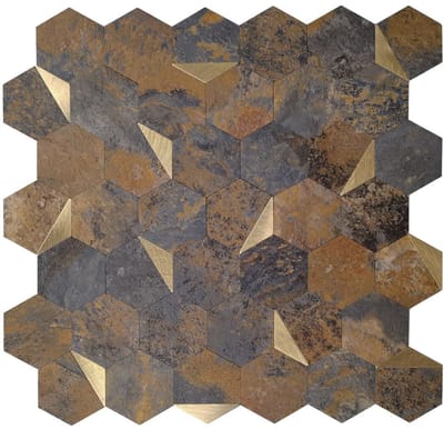 Zelfklevende Mozaïek Steenstrip Hexagon Goud Roest