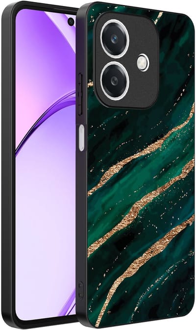 Smartphonica Telefoonhoesje Geschikt voor Oppo A3 - A3X met marmer opdruk - TPU backcover case marble design - Groen Goud geschikt voor Oppo A3;Oppo A3X
