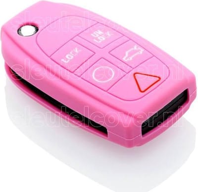 Autosleutel Hoesje geschikt voor Volvo - SleutelCover - Silicone Autosleutel Cover - Sleutelhoesje Roze