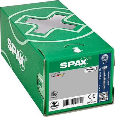 SPAX 291010400555 Universele schroef, Verzonken kop, 4 x 55, Deeldraad, Kruiskop Z2 - WIROX - 500 stuks