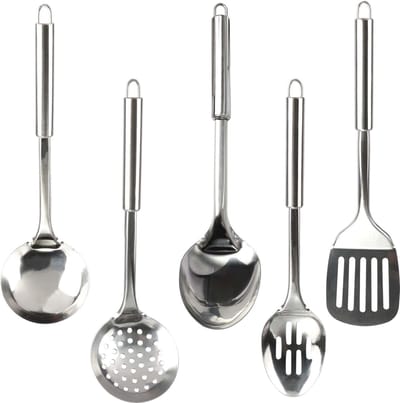 Keukengereiset 5-delig - Kookgerei set - Koken en serveren - Roestvrij staal - 5 stuks - Zilver