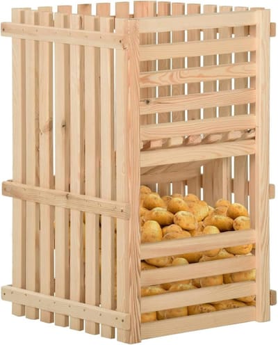 Houten Opbergkist - Groentebak Stuikrek - Voedsel Opslag - Optimaal Ventilerend - 50 x 50 x 80 cm - Onbehandeld