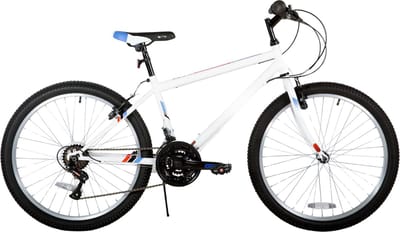 Mountainbike 61–66 cm – Voor volwassenen en studenten voor recreatief en sportief gebruik op terrein – Met 18 versnellingen en koolstofstaal frame – Wit frame