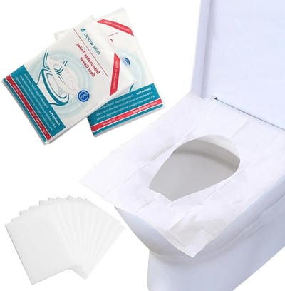 Verpakking van 100 Wegwerp Toilet Covers - Wasbare Toiletzitting Bescherming voor Reizen en Openbare Toiletten, 42.5 x 36 cm