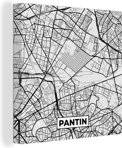 Canvas Schilderij Kaart - Stadskaart - Frankrijk - Pantin - Plattegrond - 20x20 cm - Wanddecoratie
