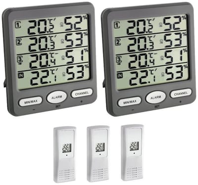 Draadloze Thermo-Hygrometer Set: Binnen- en Buitentemperatuur & Vochtigheid Met 2 Displays
