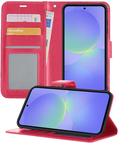 Hoesje - Geschikt voor Samsung Galaxy A36 - Luxe Bookcase - Walletcase Hoes - Portemonnee - Cover - Telefoonhoes - Donkerroze