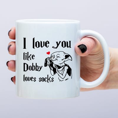 Mok I Love You Like Dobby Loves Socks van Ditverzinjeniet.nl