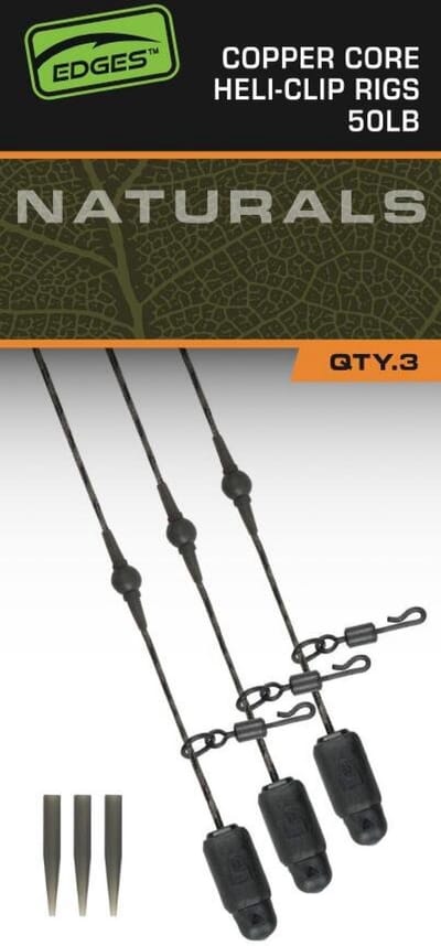 Naturals Heli-Clip Rigs 50LB Copper Core Fox