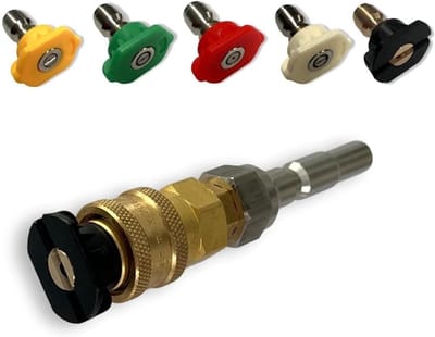 Steeknippel snelkoppeling - Hogedruk Koppeling - Hogedrukreiniger Accessoire - Vijf Sproeipunten - 1/4 inch - Roestvrij staal