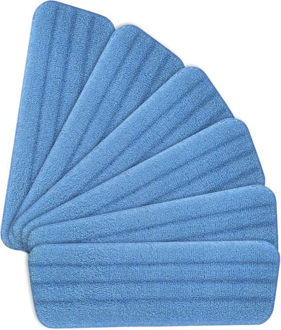 Famanu Mop Pad, 6 Stuks Dweildoeken, Microfiber Vervanging Pad, Wasbare Dweilpads,Hergebruiken microvezelpads, voor Alle Spray Mops en alle vloeren (blauw)