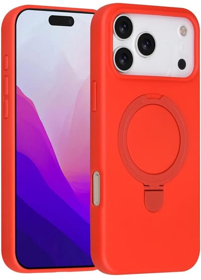 Telefoonhoesje geschikt voor iPhone 17 Pro Max - Magnetische Backcover met Ringstand - Geschikt voor MagSafe-accessoires - FuturiQ - Classic Red