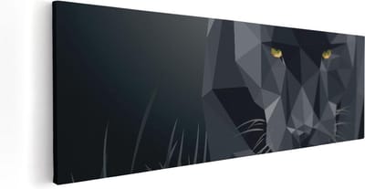 Artaza Canvas Schilderij Zwarte Panter - 60x20 cm - Wanddecoratie Dieren - Muurdecoratie Jungle - Kamer Accessoires