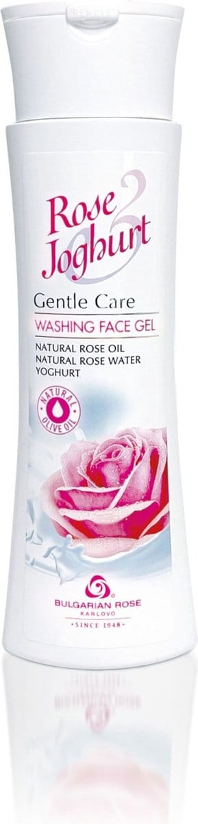 Washing face gel Rose Joghurt | 200 ml | Zachte gezichtsreinigingsgel met Bulgaarse yoghurt, olijfolie en 100% natuurlijke Bulgaarse rozenolie en rozenwater