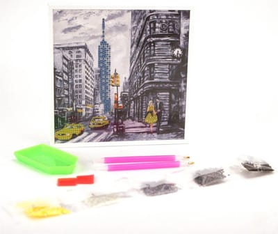 Diamond Painting Crystal Art Kit® New York incl. vrijstaand frame - 20x20cm - Partial Painting