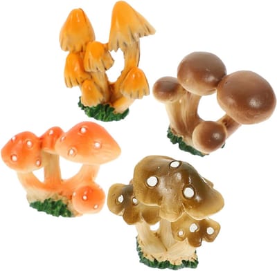Mushroom Figurine Set - Mini Tuin Decoratie - Tuin Aankleden - Leuk Ontwerp - 4 Stuks - Gekleurd