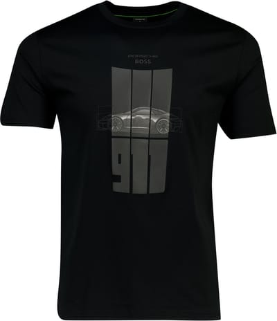 BOSS Green t-shirt zwart Porsche lijn katoen