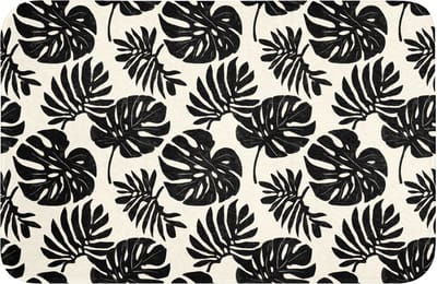 Badmat 60x40 cm - Antislip - Modern - Monstera - Zwart - Badmatten voor badkamer - Badkamermat - Douchemat - Badkamer mat