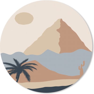 Muismat rond 20x20 cm - Mousepad Pastel - Woestijn - Zon - Ronde muismatten