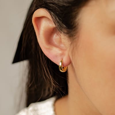 Hey Happiness Subtiele Dome Hoepeloorbellen – Zilveren Oorringen Dames – 925 Zilver 18K Verguld – Goud