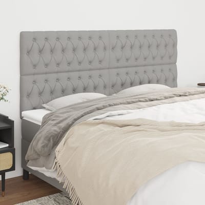 vidaXL - Hoofdbord - lichtgrijs - 180x7x118/128 - cm - stof