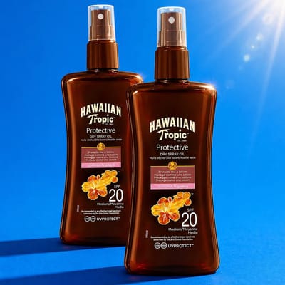 Hawaiian Tropic Zonneolie Protective Dry Spray SPF 20 - 2 x 200 ml - Voordeelverpakking