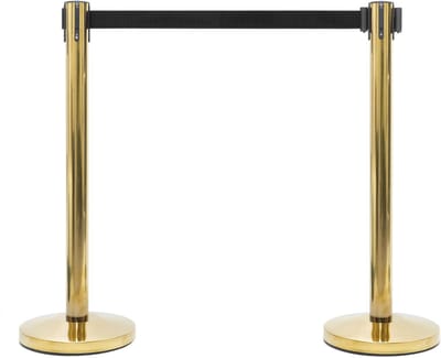 GJ Floors - Set afzetpalen met Trekband | Messing - Zwart - Hoogte: 92 cm - Lengte: 200 cm - Steel diameter: 5,1 cm