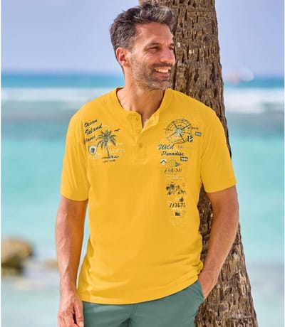 ATLAS FOR MEN - Set van 2 T-shirts met knopenhals - Heren - Verkrijgbaar in grote maten - L