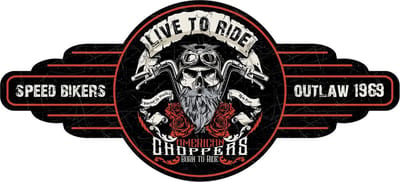 Signs-USA - Shield long - Live to Ride - Wandbord - 70 x 32 cm