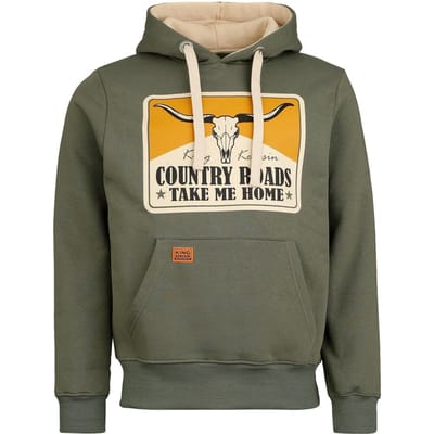 King Kerosin - Rockabilly Trui met capuchon - Country Roads Hoodie - S tot 4XL - voor Mannen - olijf