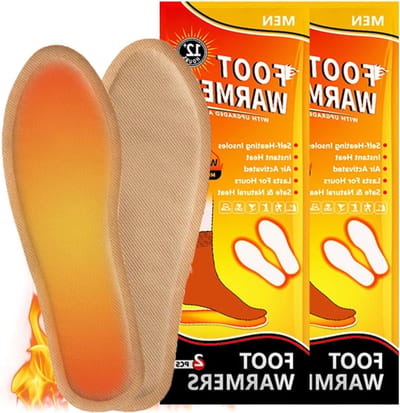 Inlegzolen voor schoenen - 2 paar voetwarmerpads - extra warm - luchtgeactiveerd - 9 uur warmte - heren.