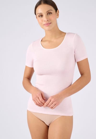 Damart - T-shirt met korte mouwen fijn ribgebreid Thermolactyl - Dames - Roze - 34-36 (XS)