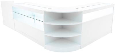 Europa led-winkeltoonbankset - wit - 150 & 60 cm modules - mdf & glas