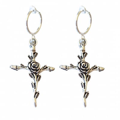 Klem oorbellen -bloem- kruis- zilverkleur-geen gaatje-Charme Bijoux