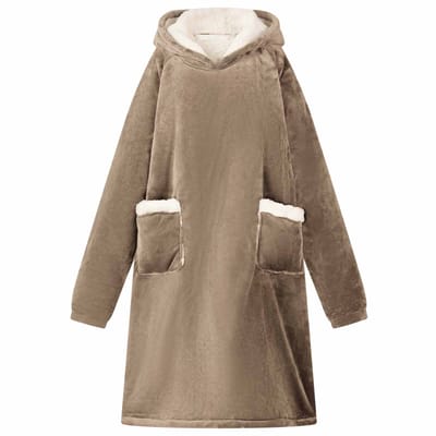 vidaXL Deken hoodie Kameel M Fleece en Flanel