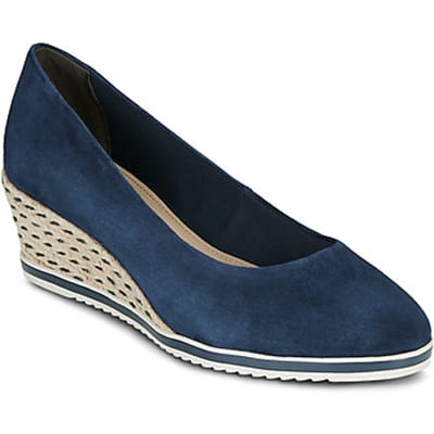 Tamaris Pumps met sleehak blauw Leer - Dames - Maat 40