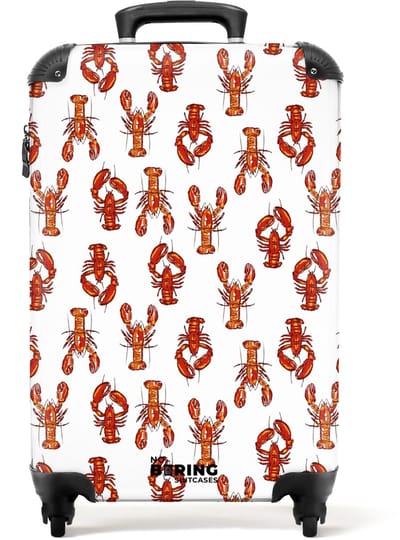 NoBoringSuitcases.com - Koffer - Kreeften patroon - Past binnen 55x40x20 cm en 55x35x25 cm - Trolley handbagage - Valiezen met wieltjes volwassenen - Reiskoffer op wielen - Rolkoffer lichtgewicht