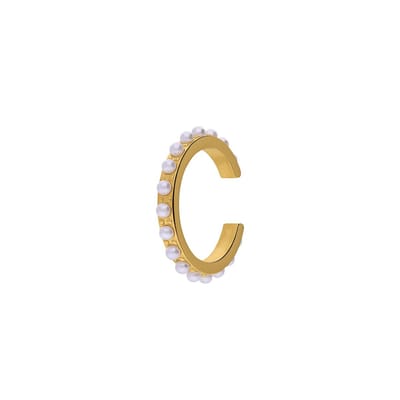 Lucardi Dames Stainless steel goldplated oorringen met parel voor dames - Oorbellen - Staal - Goudkleurig