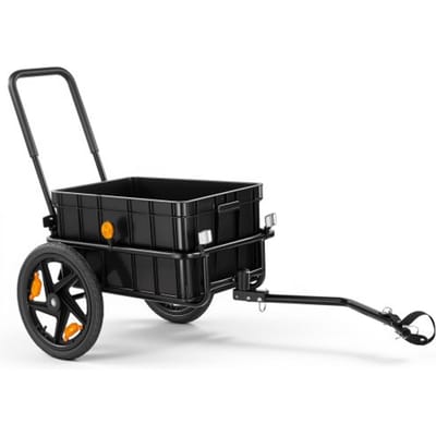 VEVOR Fietsaanhanger/vrachtwagen 2-in-1 handkar met koppeling 45 kg, koolstofstaal en 600D Oxford, met regenhoes, dissel en 6 reflectoren, voor wielen van 22-28 inch, fietskar voor transport