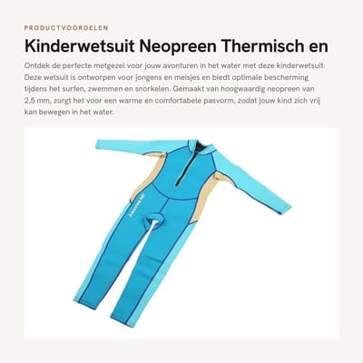 Dailygoods- Wetsuit Kinderen 2,5 Mm Neopreen - Thermisch Duikpak - Lange Mouwen - Voor Jongens/Meisjes - Effectieve Bescherming tegen Kou