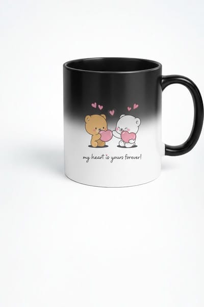 Magische Mok Lieve Beren & Harten - 'My Heart is Yours Forever' - Warmtegevoelige Cadeau Mok