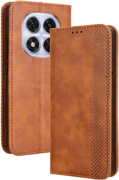 Coverup Hoesje - Geschikt voor Xiaomi Redmi Note 14 Pro 5G / Pro+ / Poco X7 Hoesje - Coverup Vintage Style Book Case - Bruin