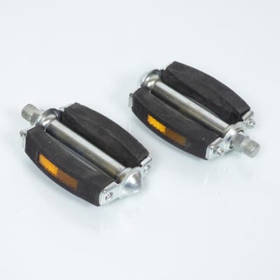 Paire de pédale vintage noir avec catadioptre pour vélo 9/16 pouces Ø14.3mm
