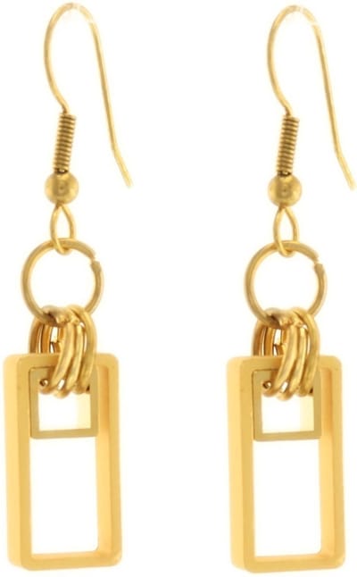 Behave - Oorbellen hangers rechthoek goudkleur modern minimal 4,5 cm