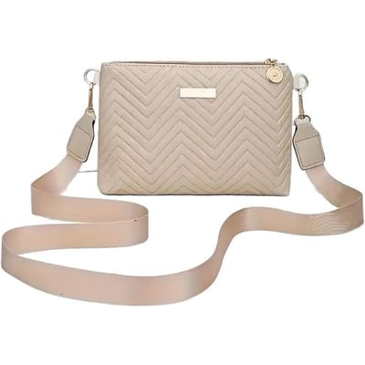 Elegante Enkelbandige Tas met Afneembare Riem, Ritssluiting, Modieuze Handtas, Geschikt voor Informele en Formele Gelegenheden abrikoos