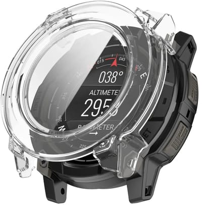 Strap-it PC Case van glas geschikt voor Garmin Instinct 3 - 45mm - Optimale bescherming tegen krassen & stoten - Screenprotector (Transparant)