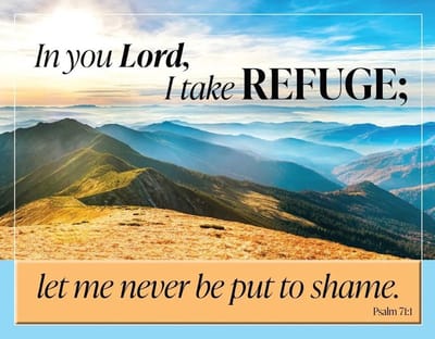 In You Lord I Take Refuge. Metalen wandbord 31,5 x 40,5 cm.