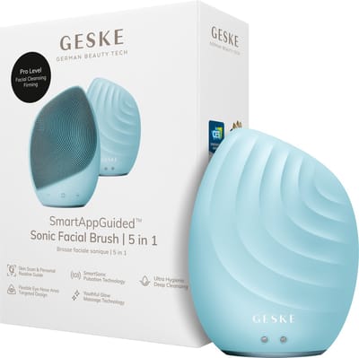 GESKE | SmartAppGuided™ Facial Brush 5 in 1 | Elektrische gezichtsreinigingsborstel | Zachte siliconen borstel | Professionele gezichtsreiniging | Gezichtsreinigingsapparaat | Gezichtsmassager