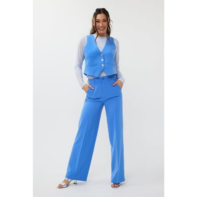 EsQualo Gilet Short City Blue Maat: 36 | Gilets Outlet | Dames | Blauw